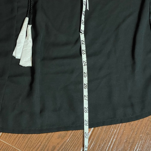 Dex Black Semi Sheer silver star burst sequin blouse long sleeve size 1X tassels - Picture 7 of 16